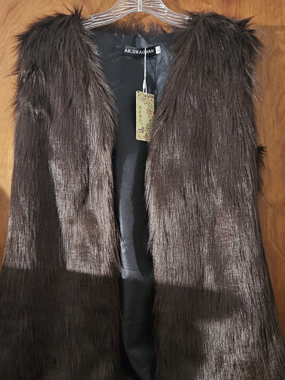 Women's Faux Fur Vest in Dark Brown Size LARGE